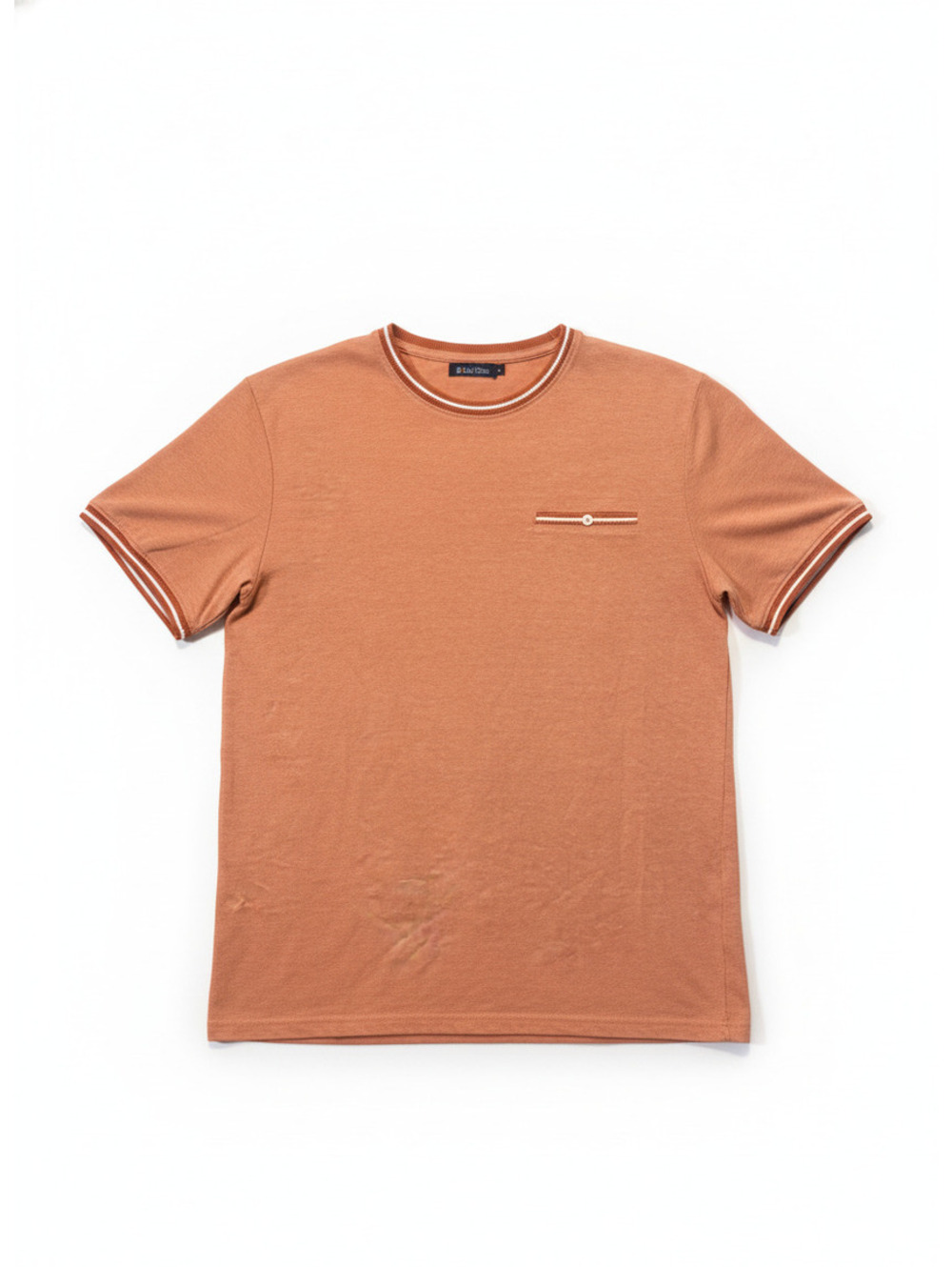 Denim & Flower Men T-Shirt Casual Pocket Detail Rust Orange M